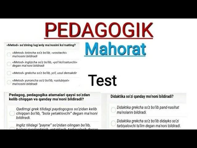 PEDAGOGIK mahorat test