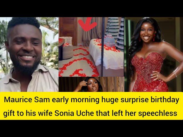 Maurice Sam early morning huge surprise birthday gift to his wife Sonia Uche that left her speechles