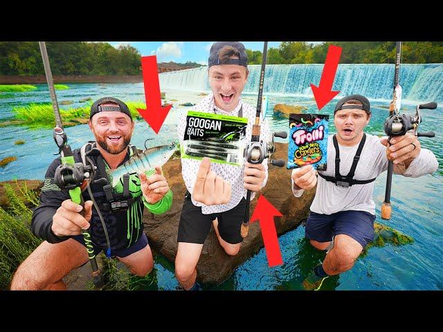 Gas Station SPILLWAY Fishing CHALLENGE For Biggest Fish! (1v1v1)