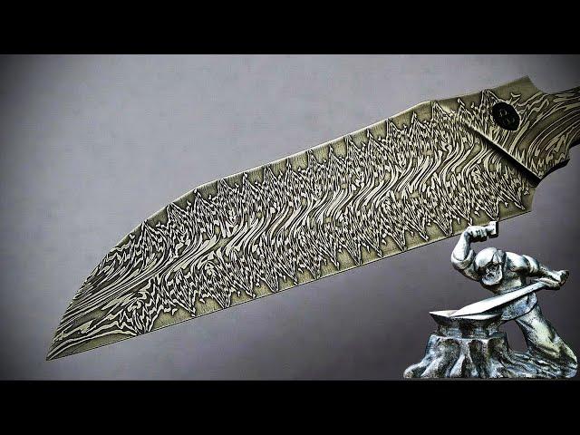 Dragon's Breath Damascus Steel, making a blade.