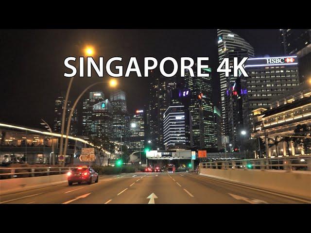 Singapore 4K - Night Drive - Driving Downtown