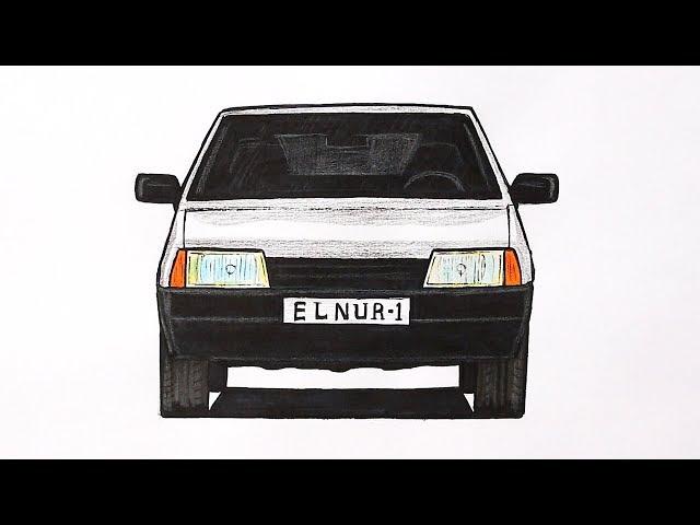 How to draw a VAZ 21099 car