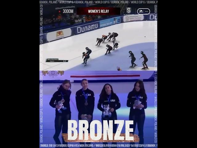 The #women of #Team #USA strike BRONZE!!  #speedskating #shorttrack #worldcup