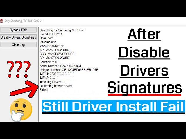 Easy Samsung Frp Bypass Tool--Still Driver Install Fail After Disable Drivers Signature 100% Working