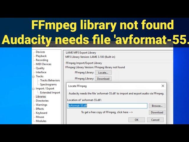 audacity avformat-55.dll/audacity ffmpeg library not found/audacity ffmpeg library missing|tamil