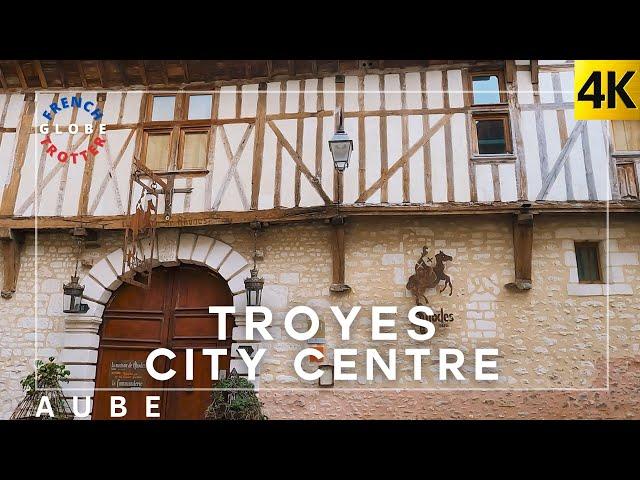  𝐓𝐑𝐎𝐘𝐄𝐒 France Medieval Streets Beautiful walk [4K] Canal du Trevois Cité du vitrail Cathedral