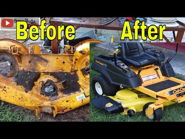 Cub Cadet how to DIY rebuild a mower deck step by step