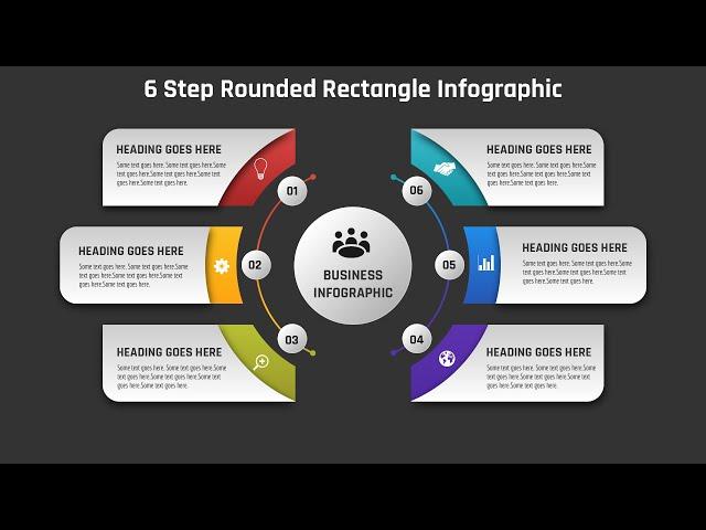 5.Adobe Illustrator Design - 6 Step ROUNDED Rectangle Infographic