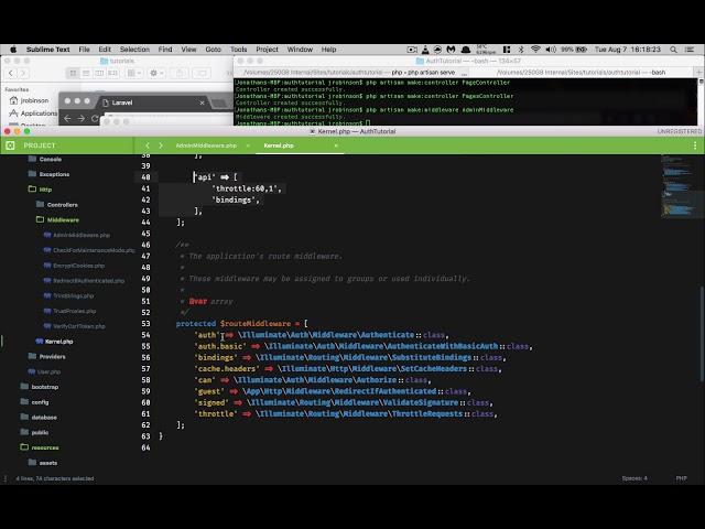 Let's Learn Laravel - Admin Middleware Authentication - 3 Creating Our Admin Middleware
