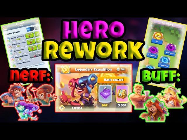 HERO REWORKS Explained - Buffs, Nerfs & Rework | Rush Royale Manty