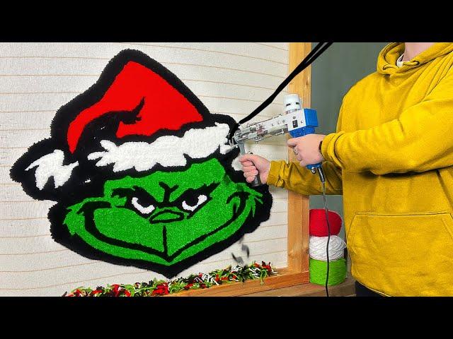 ASMR Rug Tufting | Grinch Christmas Rug (Start To Finish)