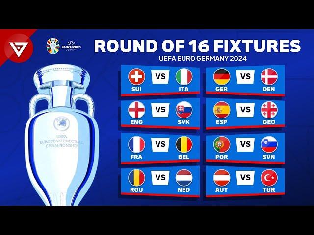  Round of 16 UEFA EURO 2024 FIXTURES & SCHEDULE - Match Schedule EURO 2024 Round of 16