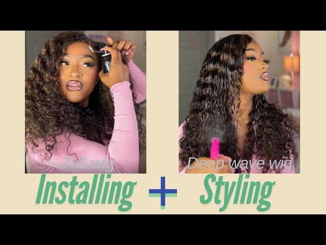 How to keep deep wave wig a wet look? Install and styling #deepwavewig #highlightwig #humanhairwig