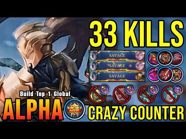 3x SAVAGE + 33 Kills!! Alpha New Super LifeSteal Build Be Like - Build Top 1 Global Alpha ~ MLBB