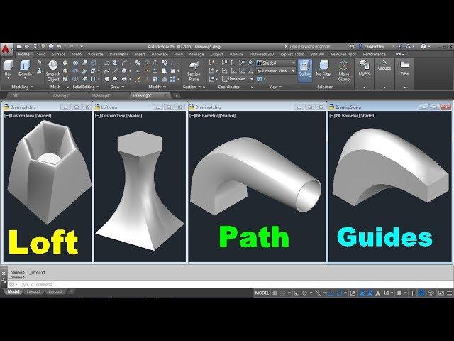 AutoCAD 3D Loft Command Tutorial Complete | AutoCAD Loft Path | AutoCAD Loft Guides