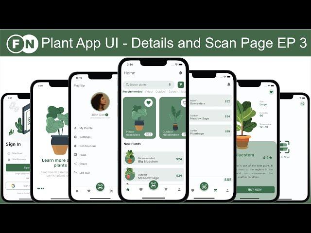 Flutter UI Design - Plant App - Details View and Plant Scan Page - EP - 3/6