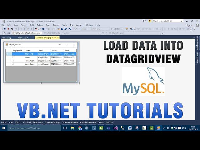 VB.NET Tutorials - Load Data Into DataGridView From MySQL Database