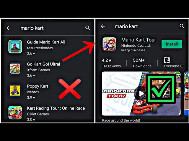 how to find any games or apps in play store ( mario kart tour , super mario run , pokemon go... )