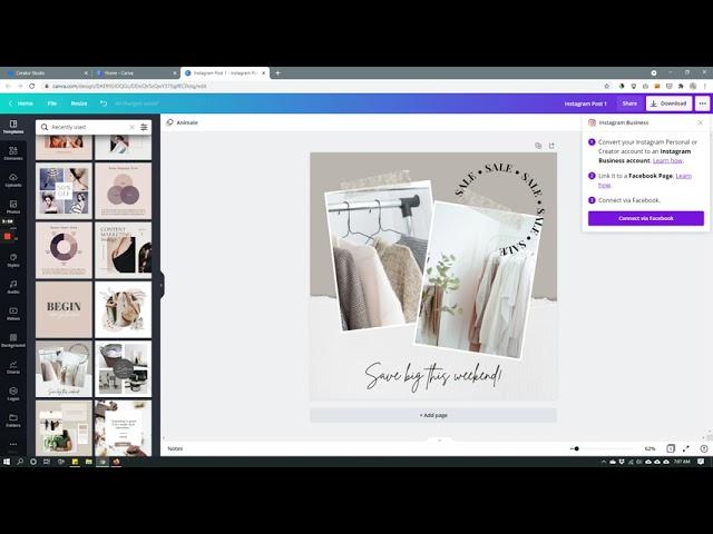 Using Canva and Facebook Creator Studio to Schedule Instagram Posts