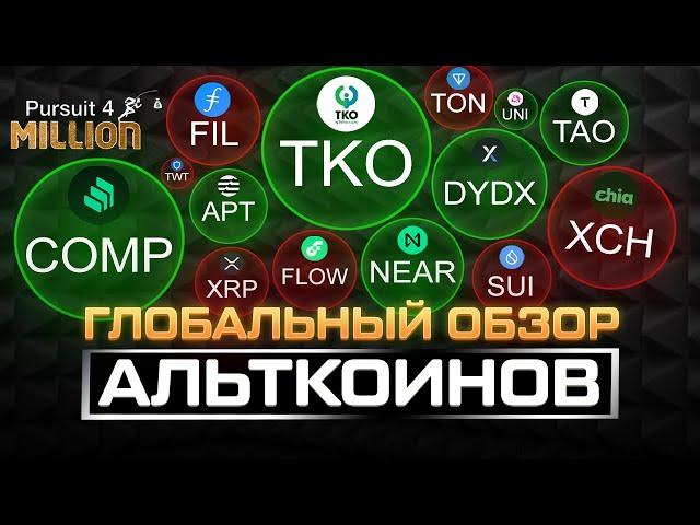 Глобальный обзор АЛЬТКОИНОВ | C98, ATOM, SUI, XRP, TWT, TIA, DEFI, 1INCH, TKO, NEAR, ETC, EOS, XCH