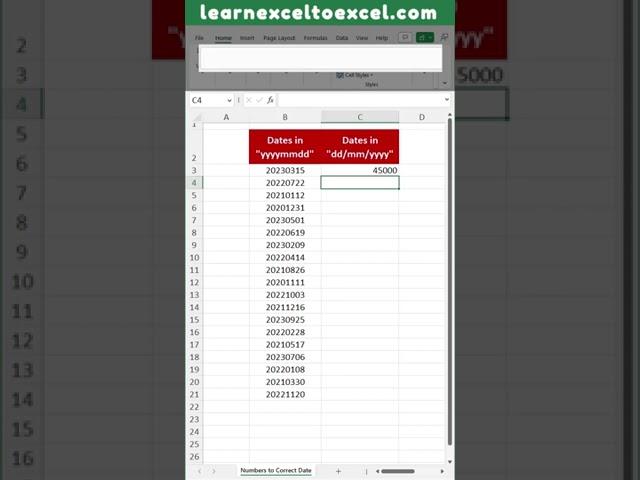 Excel Pro Trick: Format numbers in Correct Date Format in Excel with TEXT function in Excel formula