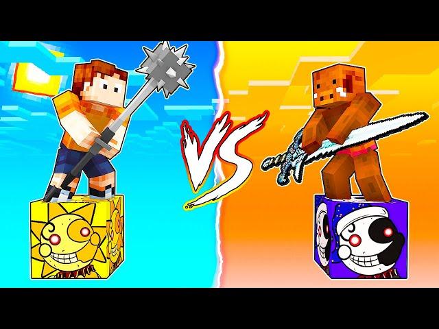 ЛАКИ БЛОК СОЛНЦЕ ФНАФ VS ЛАКИ БЛОК ЛУНА FNAF! ЛАКИ БИТВА С АНИМАТРОНИКАМИ В МАЙНКРАФТ