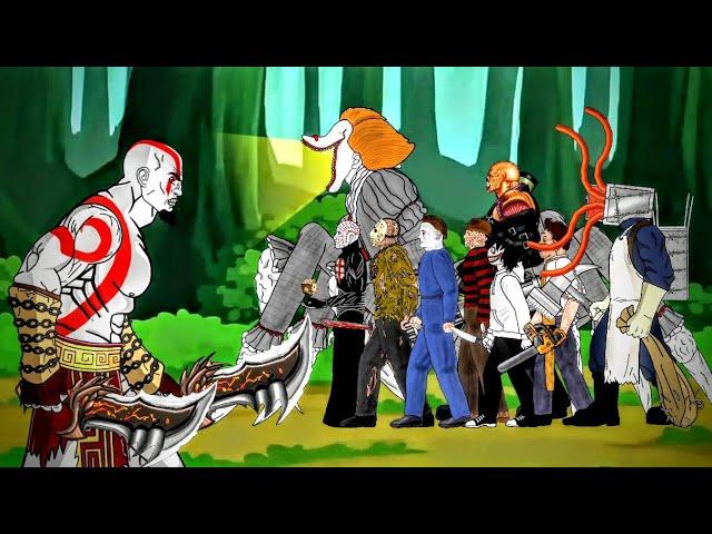 kratos vs Jason, Nemesis, Freddy, Michael, Jeff, Leatherface, Pennywise, Pinhead and Thekeeper (dc2)