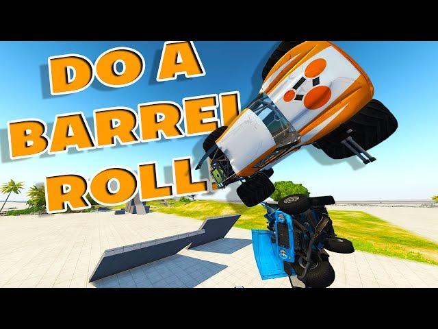 DOING A BARREL ROLL IN A MONSTER TRUCK! - BeamNG Drive Barrel Roll Challenge!