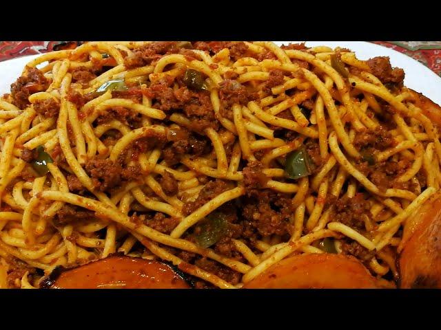 خوشمزه ترین ماکارونی به سبک ایرانی مامانپز،باتهدیگ سیب زمینی باآشپزخانه فریبا Delicious Spaghetti