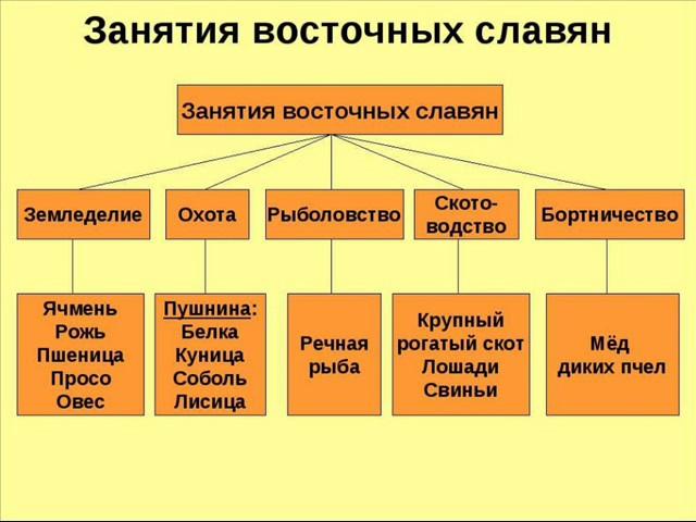 Занятия восточных славян