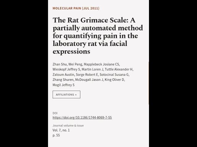 The Rat Grimace Scale: A partially automated method for quantifying pain in the labor... | RTCL.TV