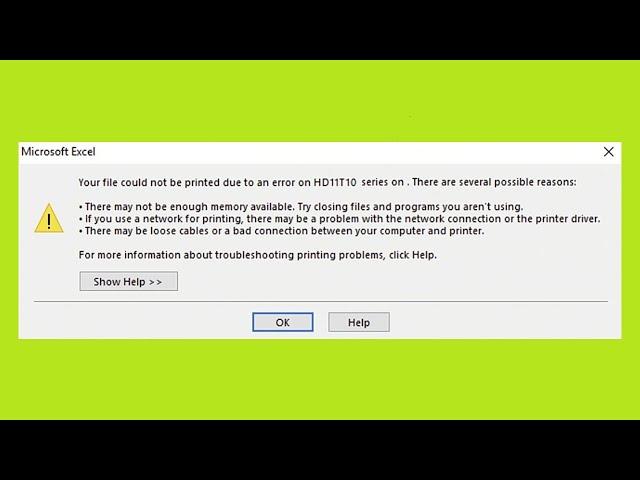 Your File Could Not Be Printed Due To An Error On There Are Several Possible Reasons Excel - Fix