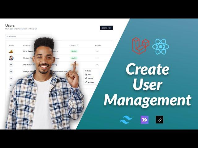 Create User Management, image upload with Beautiful UI - Laravel, React, Inertia, Shadcn