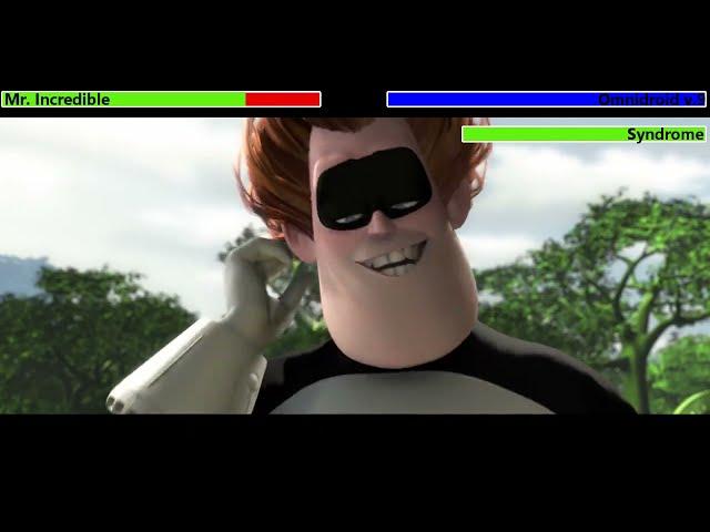 Mr. Incredible vs. Omnidroid v.9 & Syndrome with healthbars (Edited By @KobeW2001)