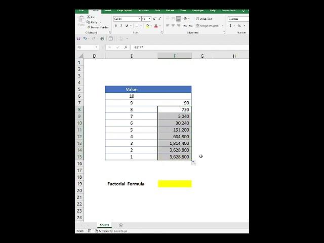 Calculating Factorials in Excel