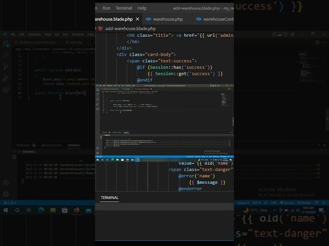 Delete Data in Laravel fulll video link in description #development #codelover #code #shortvideo