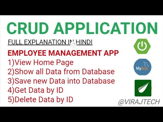 Spring Boot CRUD Operation using ThymeLeaf & MySQL for beginner(Hindi)| CRUD using ThymeLeaf & MYSQL