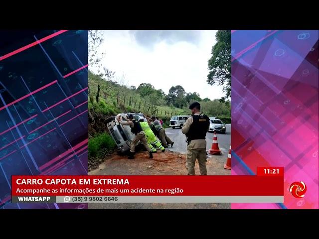 Carro capota e deixa quatro feridos em Extrema