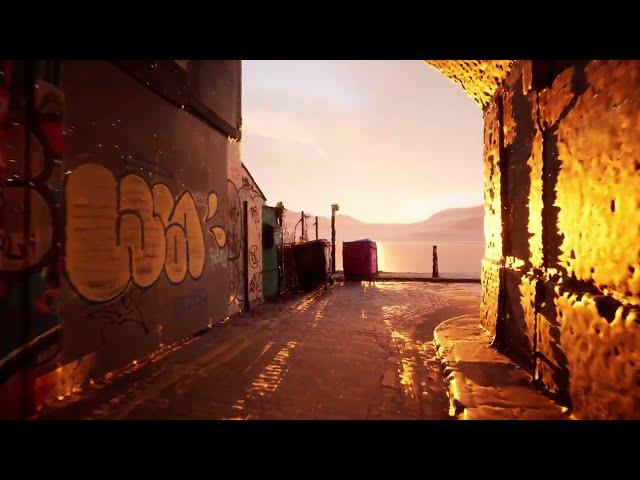 Realistic Sunset Street Unreal Engine 5 Photogrammetry