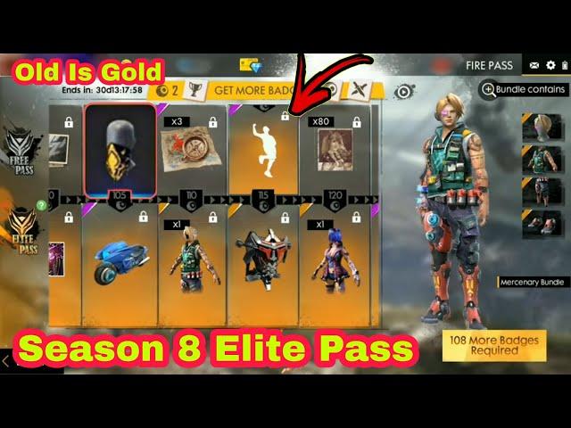 Free Fire Season 8 Elite Pass Full Review | Old Elite Pass Season 8 Full Details | Elite Pass Review