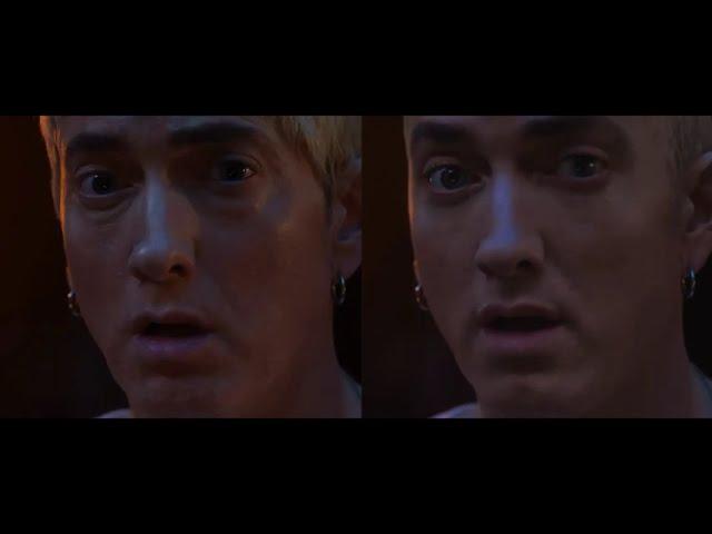 Eminem with and without AI in "Houdini" video