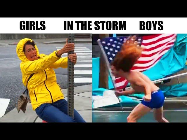 Boys VS Girls during a storm