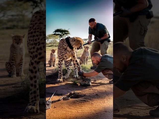 Trapped Cheetah Freed by Rescuers' Intervention