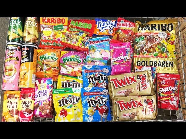 A Lot Of Candy 2018 NEW #82 ASMR / АСМР Видео Чипсы Эммдемс Харибо Твикс Fruit-tella Бон Пари