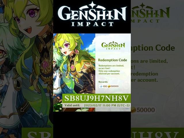 Genshin Impact February 2023 Redeem Codes #Shorts #Primogem