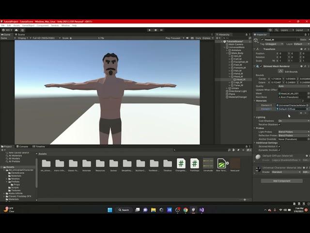 Change Skinned Mesh Renderer Material Unity C#