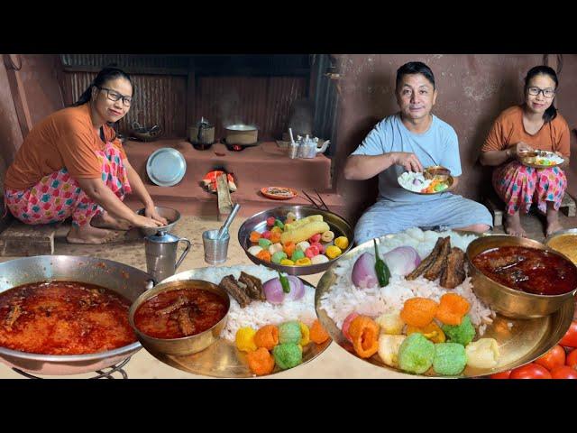 nepali village khana: Dry Fish Curry Recipe with Rice Village Style Cooking Videos