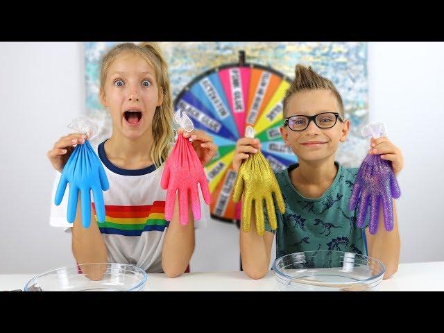 MYSTERY WHEEL OF SLIME GLOVES CHALLENGE!!!