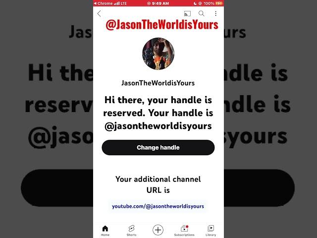 My new YouTube channel handle is @jasontheworldisyours (YouTubeShorts) YouTube Update