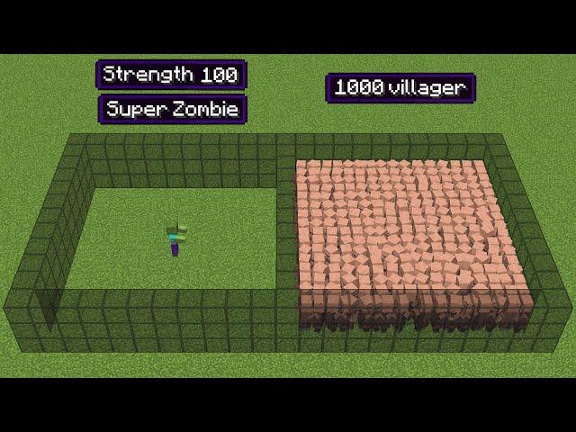 1000 villagers vs 1 super zombie (but super zombie has strength 100)